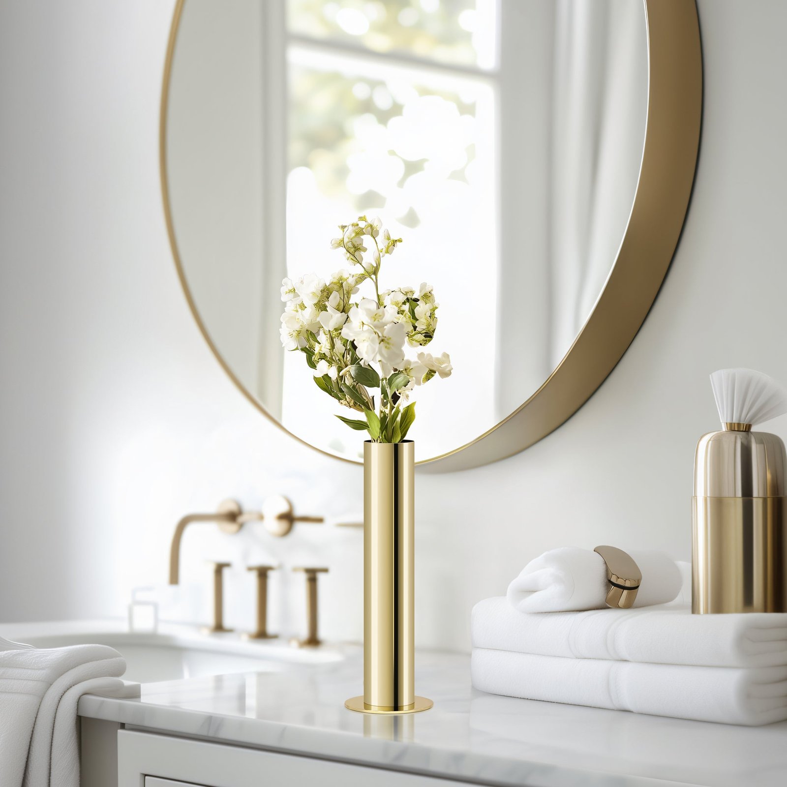 Stainless Steel Gold Pipe Vase - 10 Inch Tall - Image 8