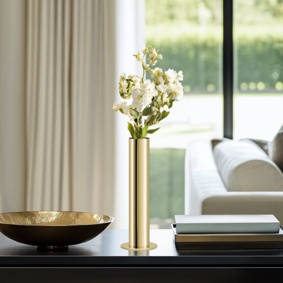 Stainless Steel Gold Pipe Vase - 10 Inch Tall - Image 4