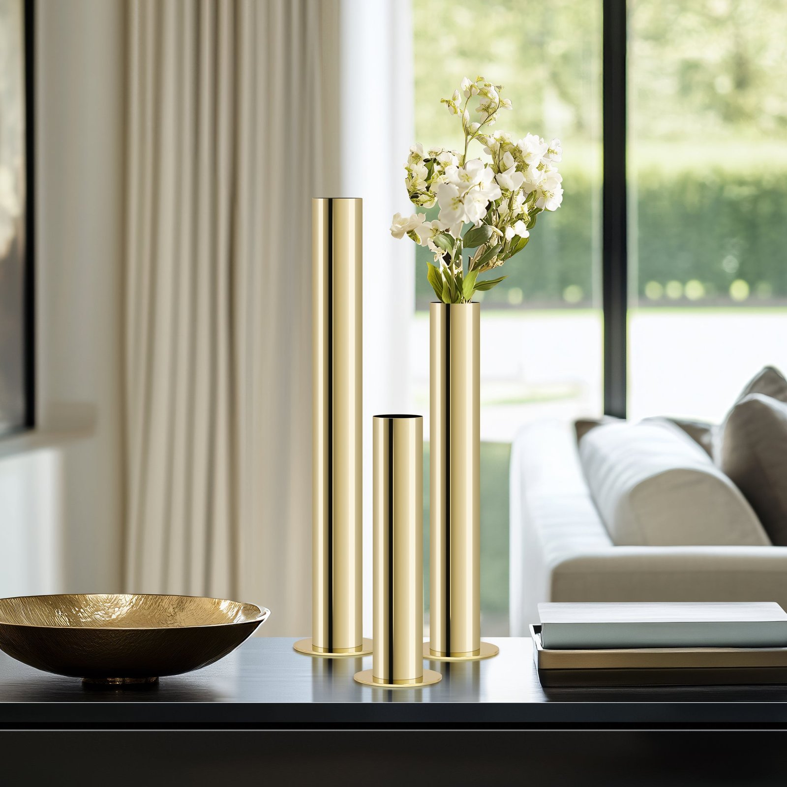 Stainless Steel Gold Pipe Vase - 18 Inch Tall - Image 7