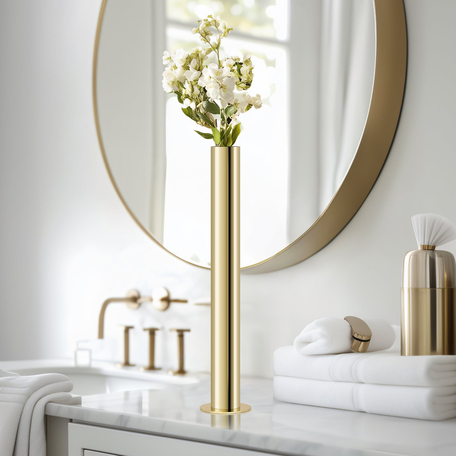 Stainless Steel Gold Pipe Vase - 18 Inch Tall - Image 8