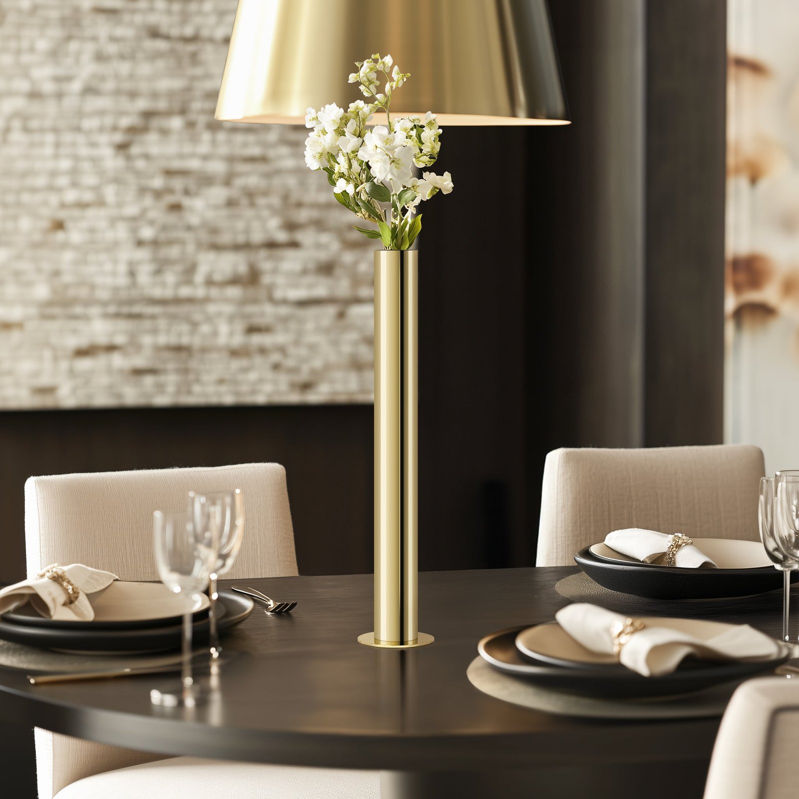 Stainless Steel Gold Pipe Vase - 18 Inch Tall - Image 4