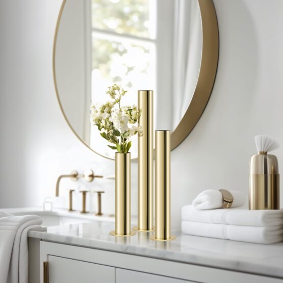 Stainless Steel Gold Pipe Vase - 18 Inch Tall - Image 5