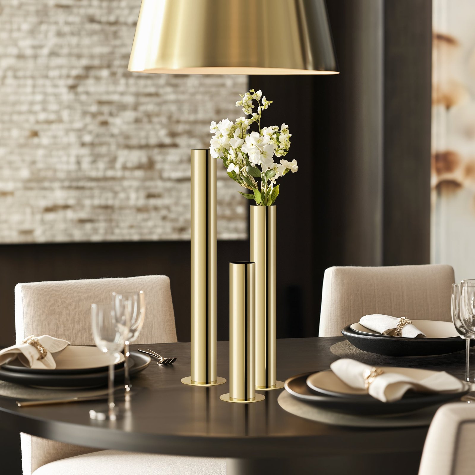 Stainless Steel Gold Pipe Vase - 18 Inch Tall - Image 6