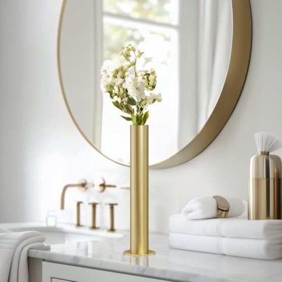 Stainless Steel Brushed Satin Gold Pipe Vase - 14 Inch Tall - Image 8