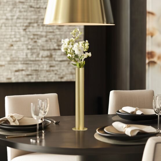 Stainless Steel Brushed Satin Gold Pipe Vase - 14 Inch Tall - Image 3
