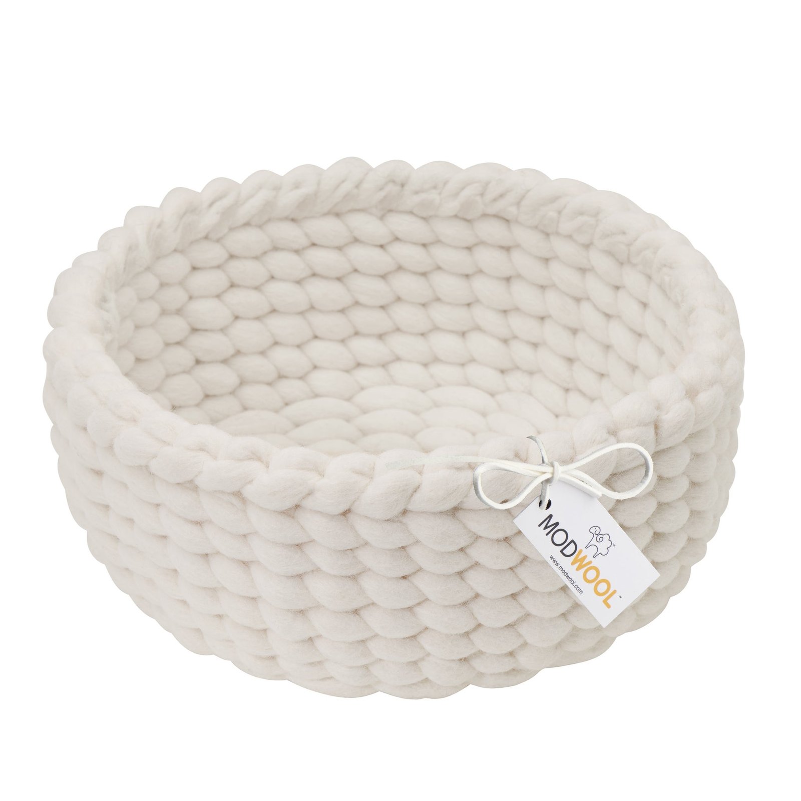 MODWOOL Woven 10 Inch Diameter Basket - Cream - Image 6