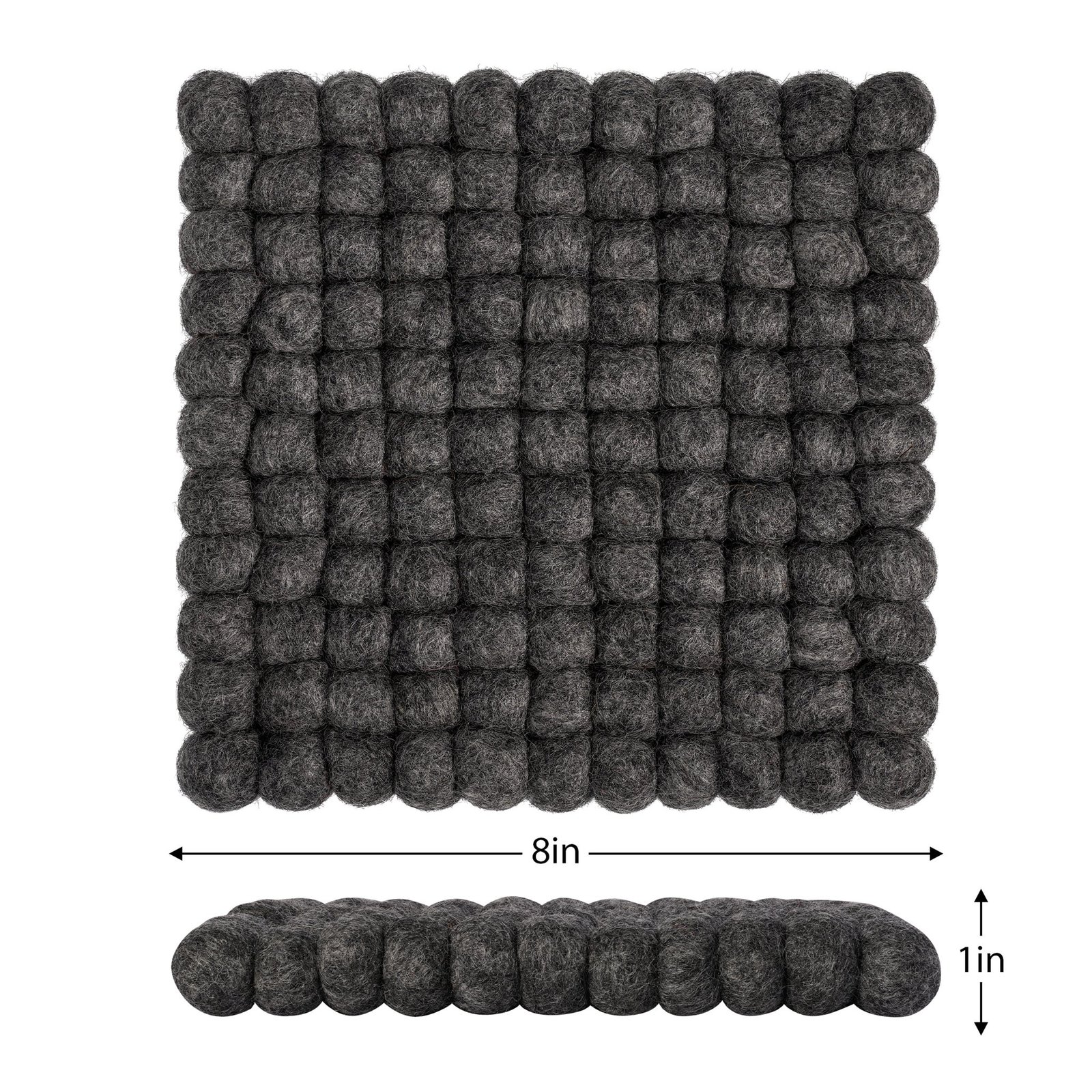 MODWOOL Felt Ball Square 8x8 Inch Trivet - Dark Grey - Image 7