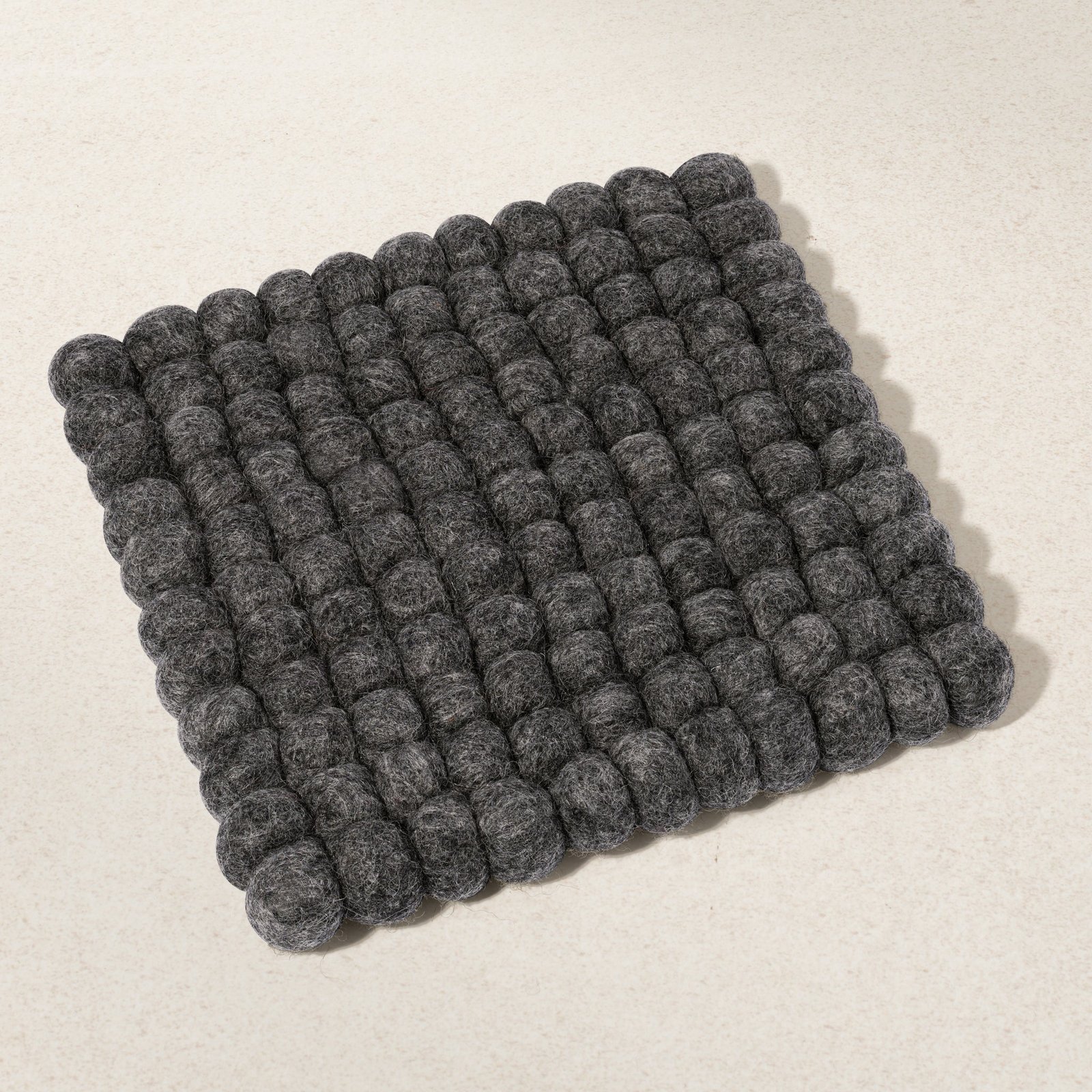 MODWOOL Felt Ball Square 8x8 Inch Trivet - Dark Grey - Image 3