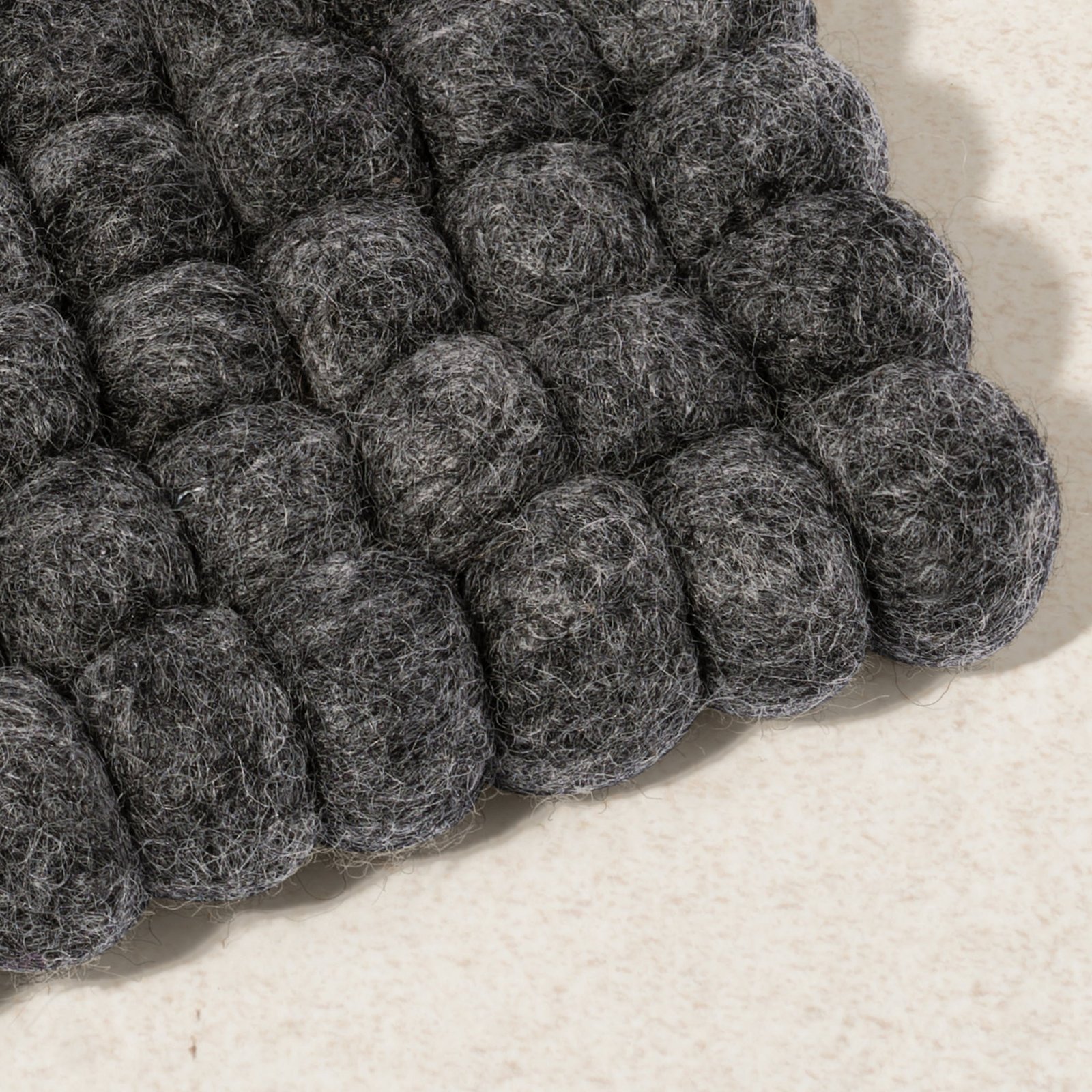 MODWOOL Felt Ball Square 8x8 Inch Trivet - Dark Grey - Image 4