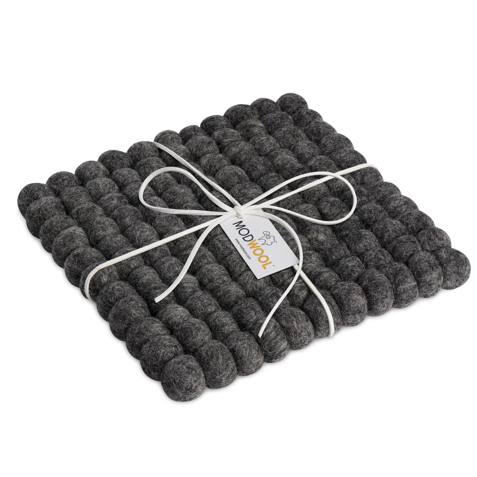 MODWOOL Felt Ball Square 8x8 Inch Trivet - Dark Grey - Image 5