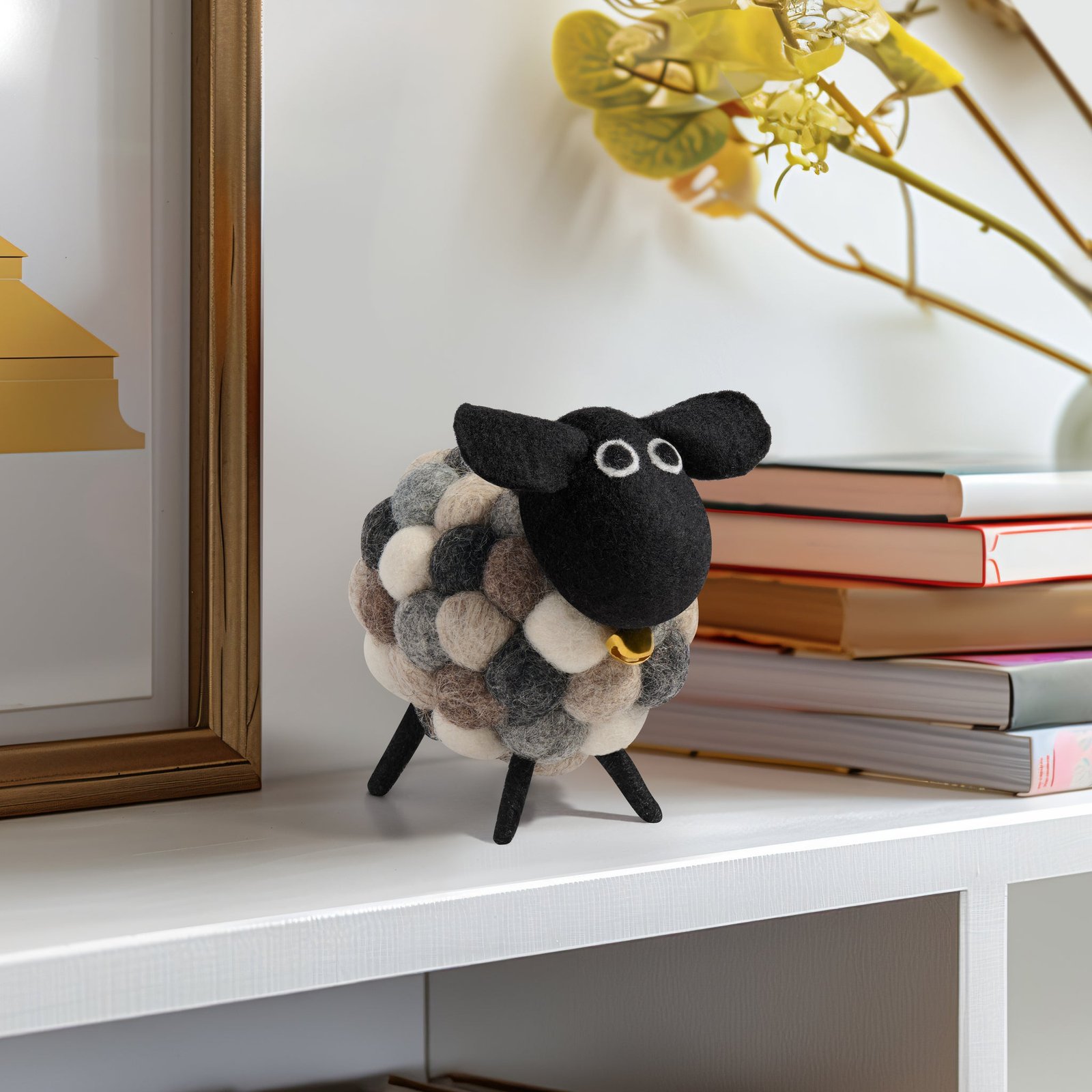 MODWOOL Felt Ball 3.5 Inch Tall Sheep Decor - Multi Natural - Image 6