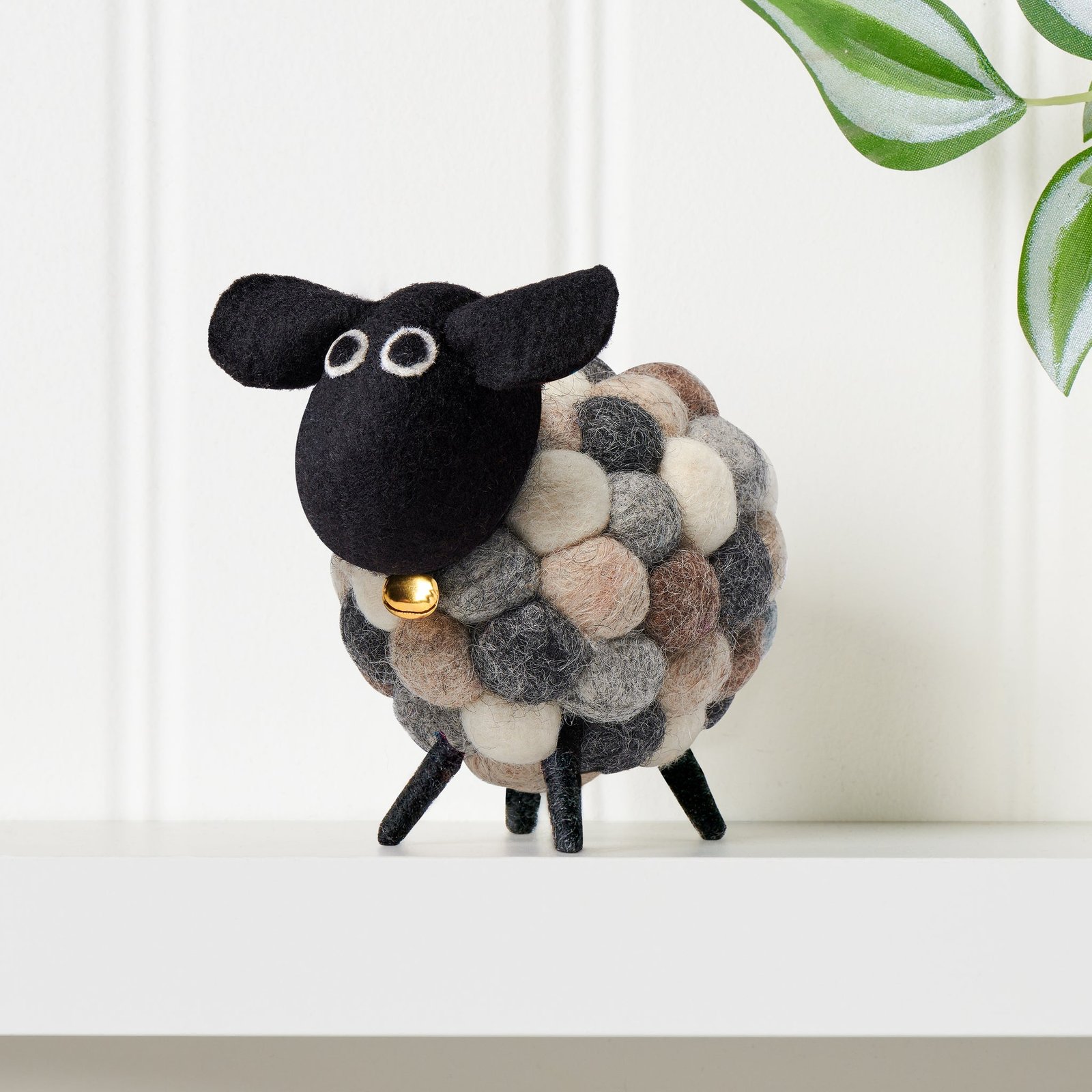 MODWOOL Felt Ball 3.5 Inch Tall Sheep Decor - Multi Natural - Image 4