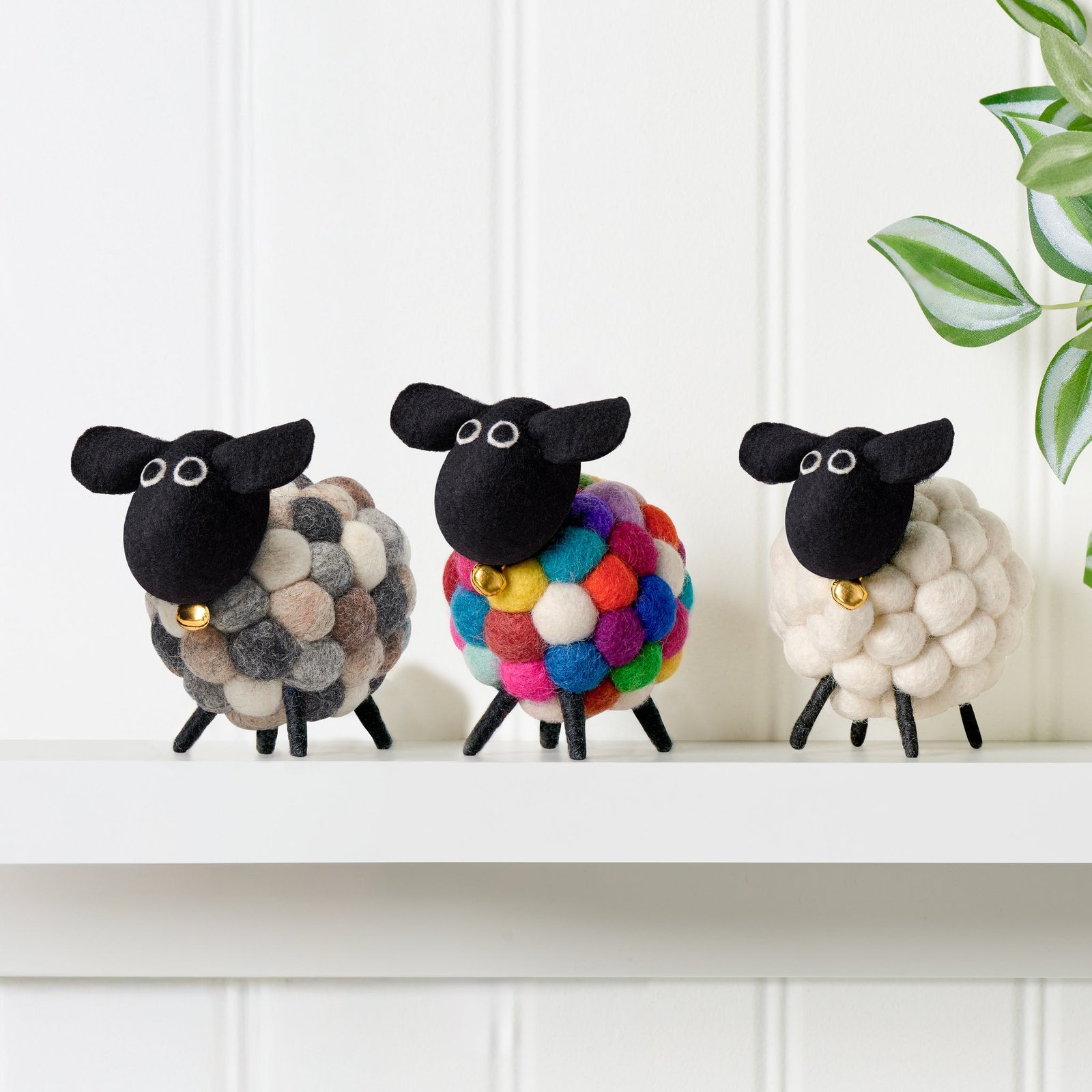 MODWOOL Felt Ball 3.5 Inch Tall Sheep Decor - Multi Natural - Image 5