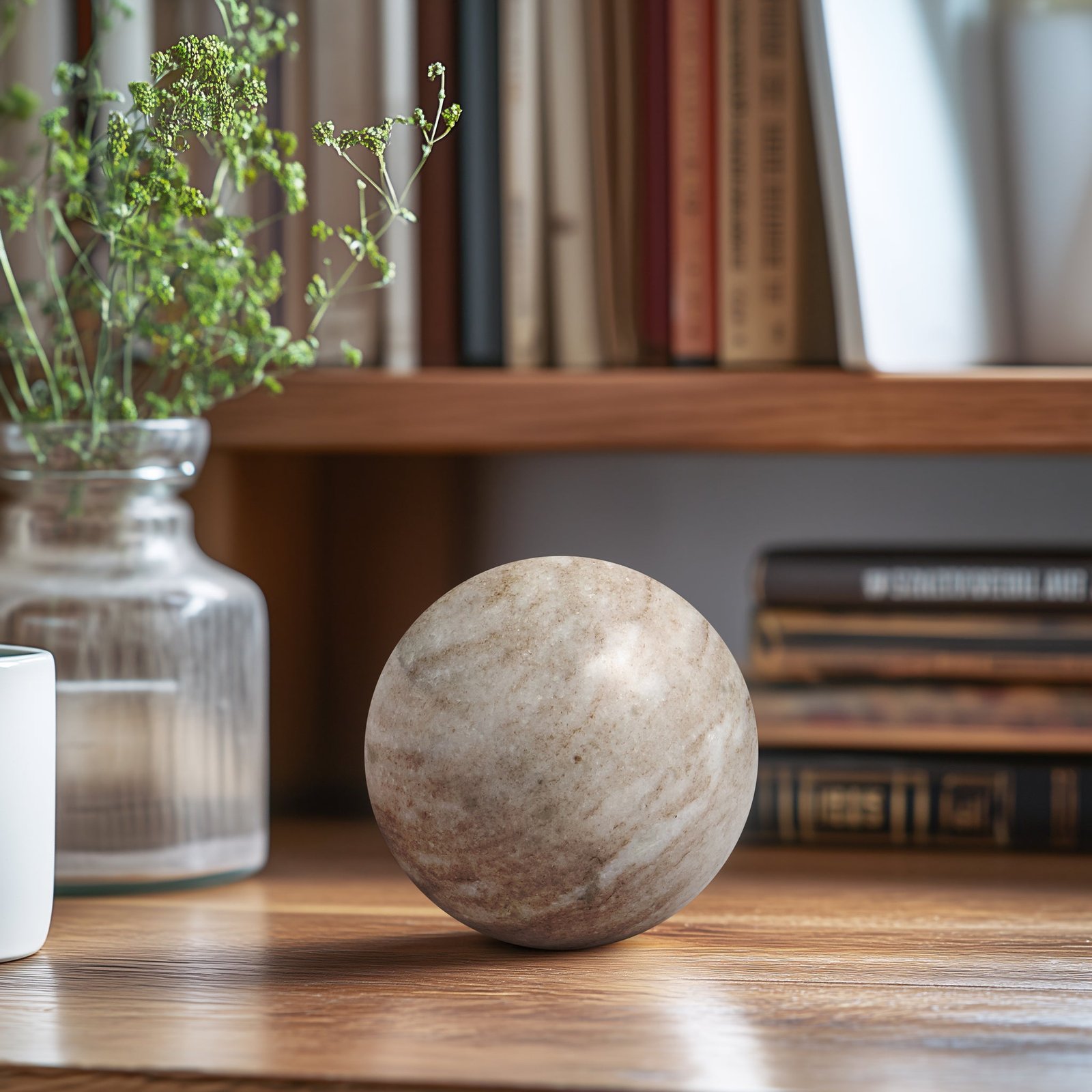 Marble Sphere 2.75 Inch Diameter Decor Ball - Natural Brown - Image 5