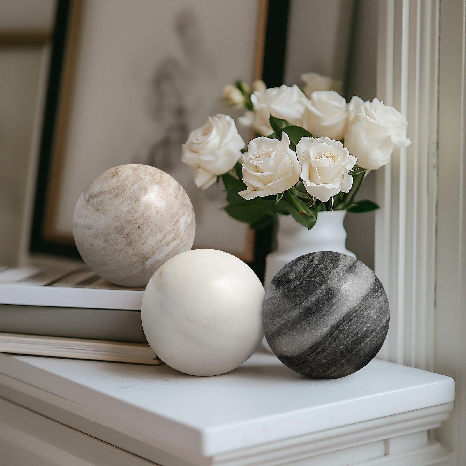Marble Sphere 2.75 Inch Diameter Decor Ball - Natural Brown - Image 3