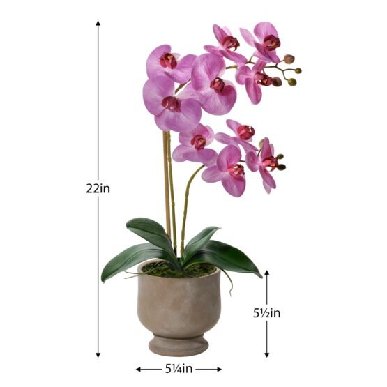 Verona 22 Inch Tall Urn Potted Real Touch Orchid - Pink - Image 3