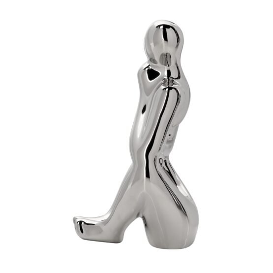 Pensive Shiny Silver 7 Inch Tall Ceramic Figure - Image 2