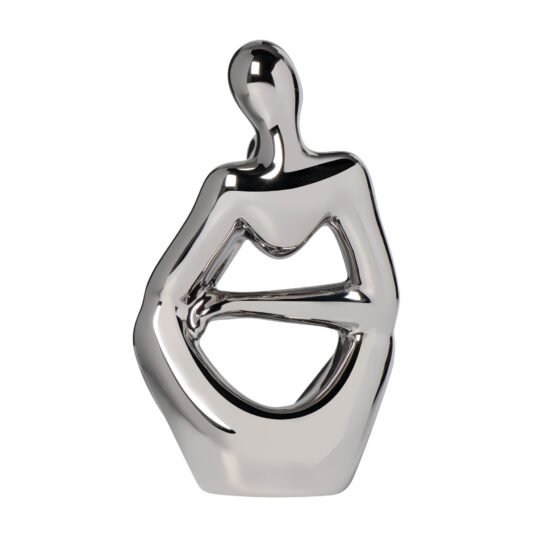 Pensive Shiny Silver 7 Inch Tall Ceramic Figure - Image 3