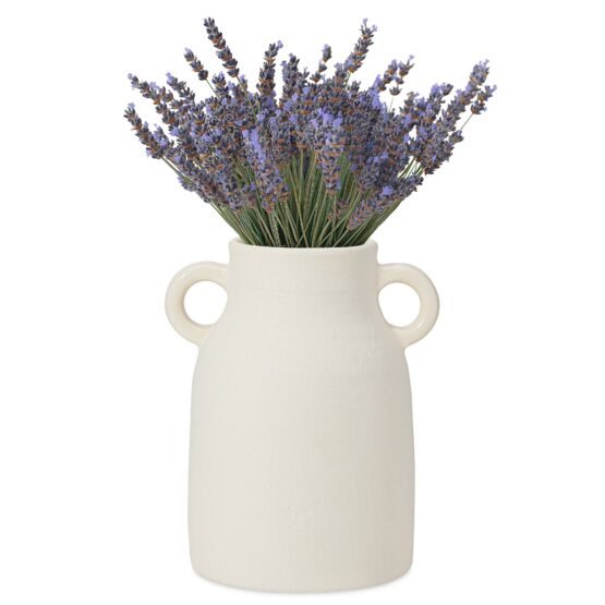 Rustic Carafe 8 Inch Tall Ceramic Handle Vase - Image 8