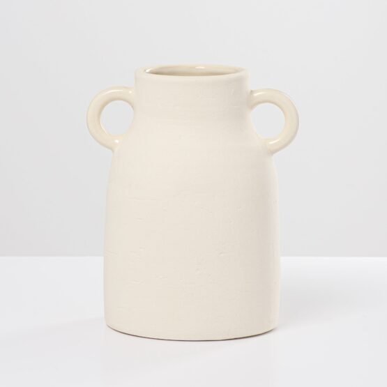 Rustic Carafe 8 Inch Tall Ceramic Handle Vase - Image 6