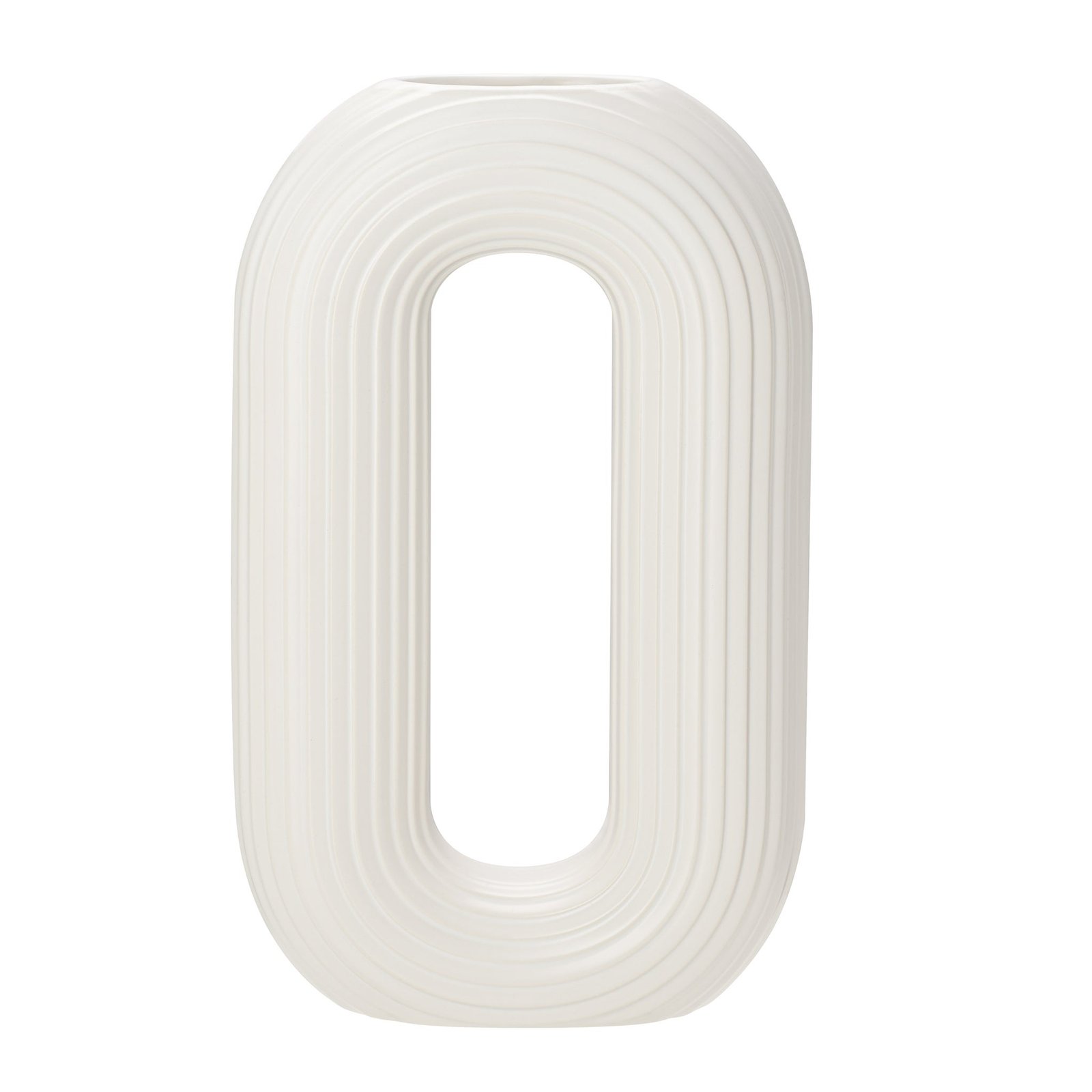 Circa Ceramic Matte White 13 Inch Tall Oval Ring Vase - Image 10