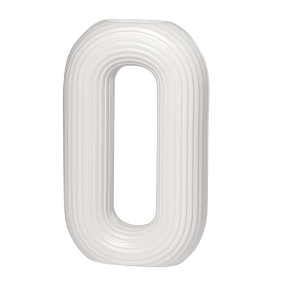 Circa Ceramic Matte White 13 Inch Tall Oval Ring Vase