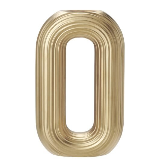 Circa Ceramic Matte Gold 13 Inch Tall Oval Ring Vase - Image 10