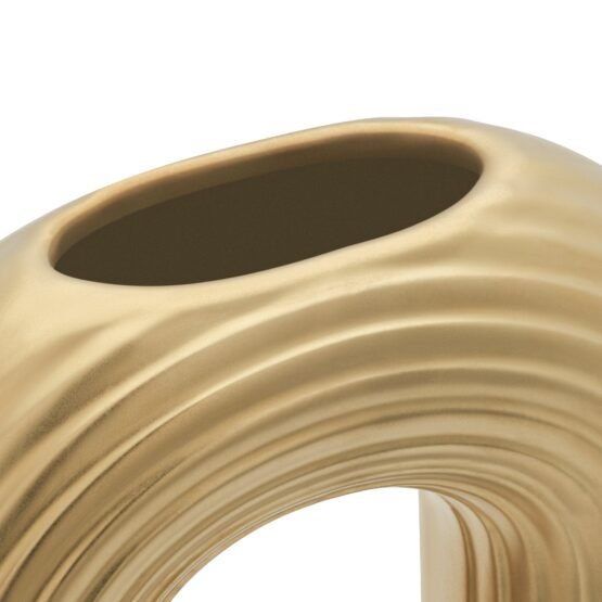 Circa Ceramic Matte Gold 13 Inch Tall Oval Ring Vase - Image 2
