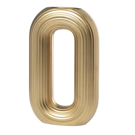 Circa Ceramic Matte Gold 13 Inch Tall Oval Ring Vase