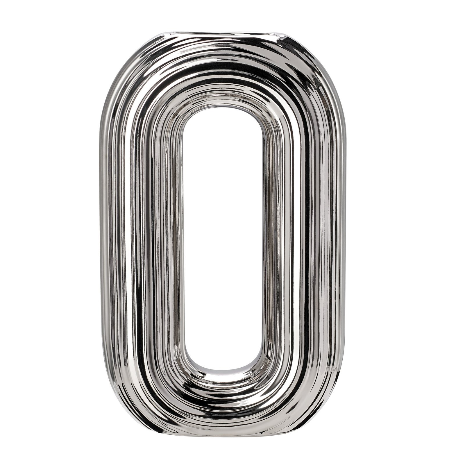 Circa Ceramic Shiny Silver 13 Inch Tall Oval Ring Vase - Image 10