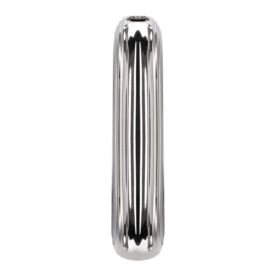 Circa Ceramic Shiny Silver 13 Inch Tall Oval Ring Vase - Image 11