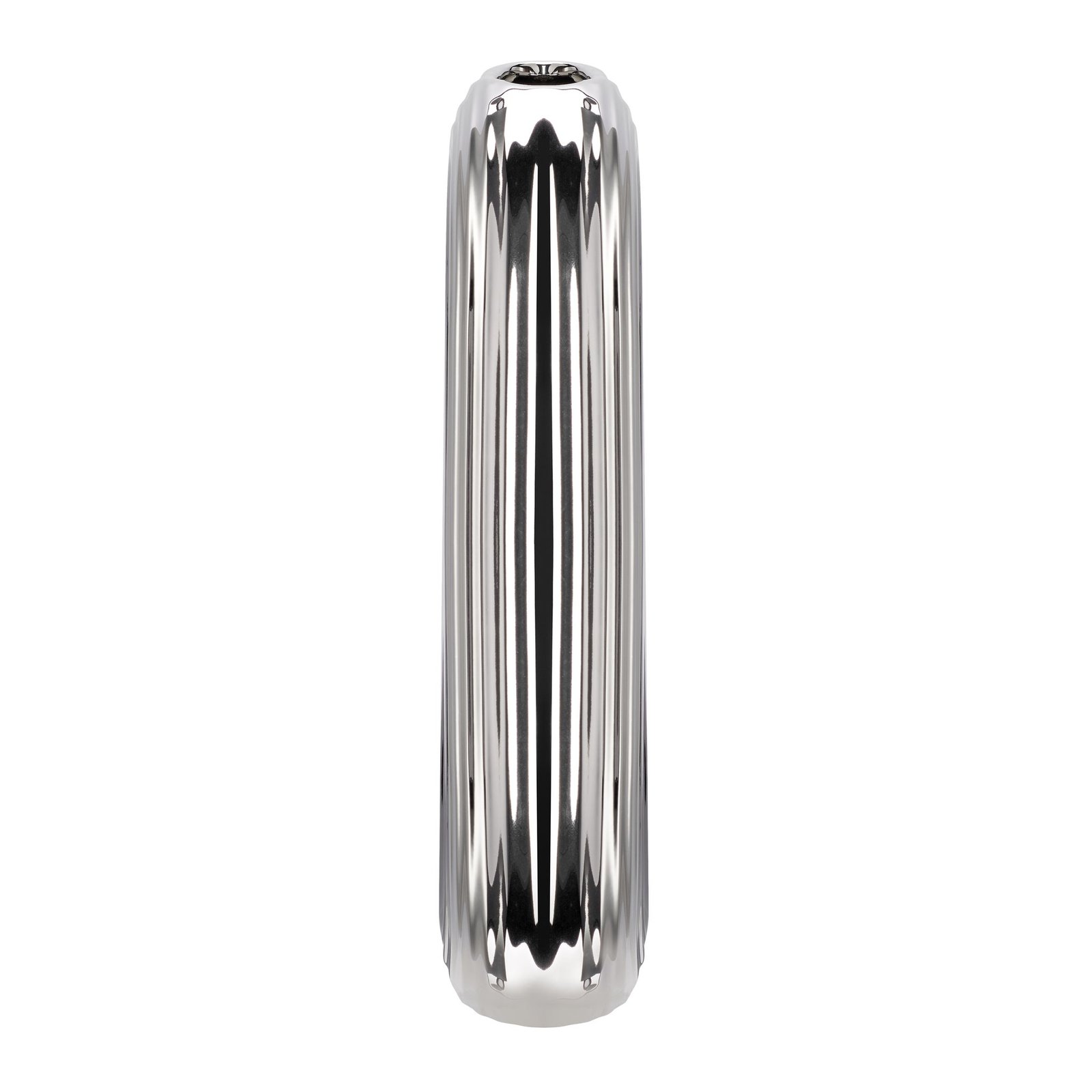 Circa Ceramic Shiny Silver 13 Inch Tall Oval Ring Vase - Image 11
