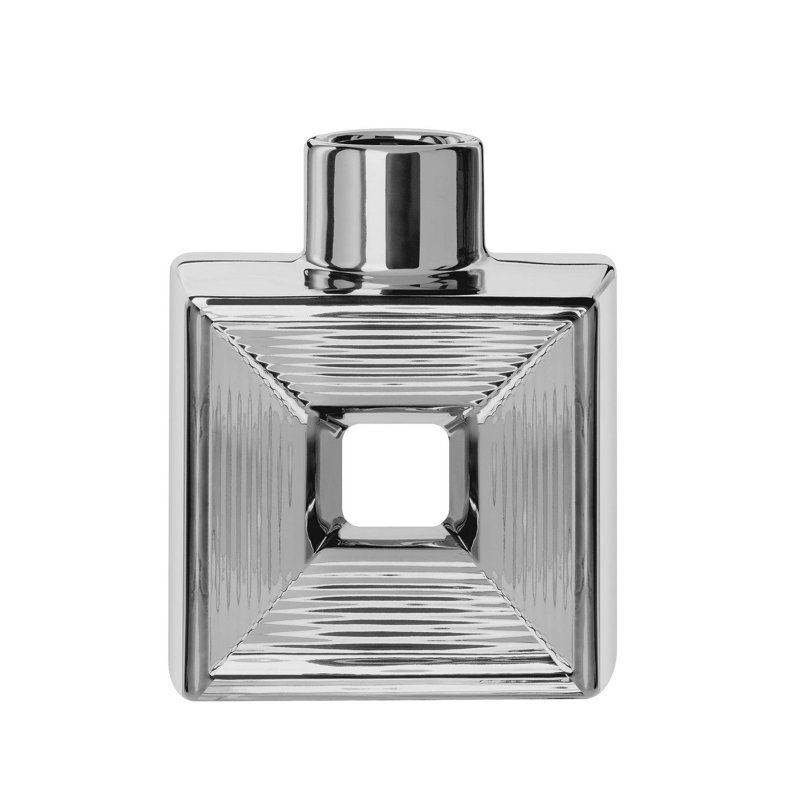 Rialto Shiny Silver 7.5 Inch Tall Square Ceramic Bottle Vase - Image 9