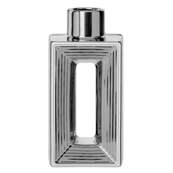 Rialto Shiny Silver 10 Inch Tall Slim Ceramic Bottle Vase - Image 9