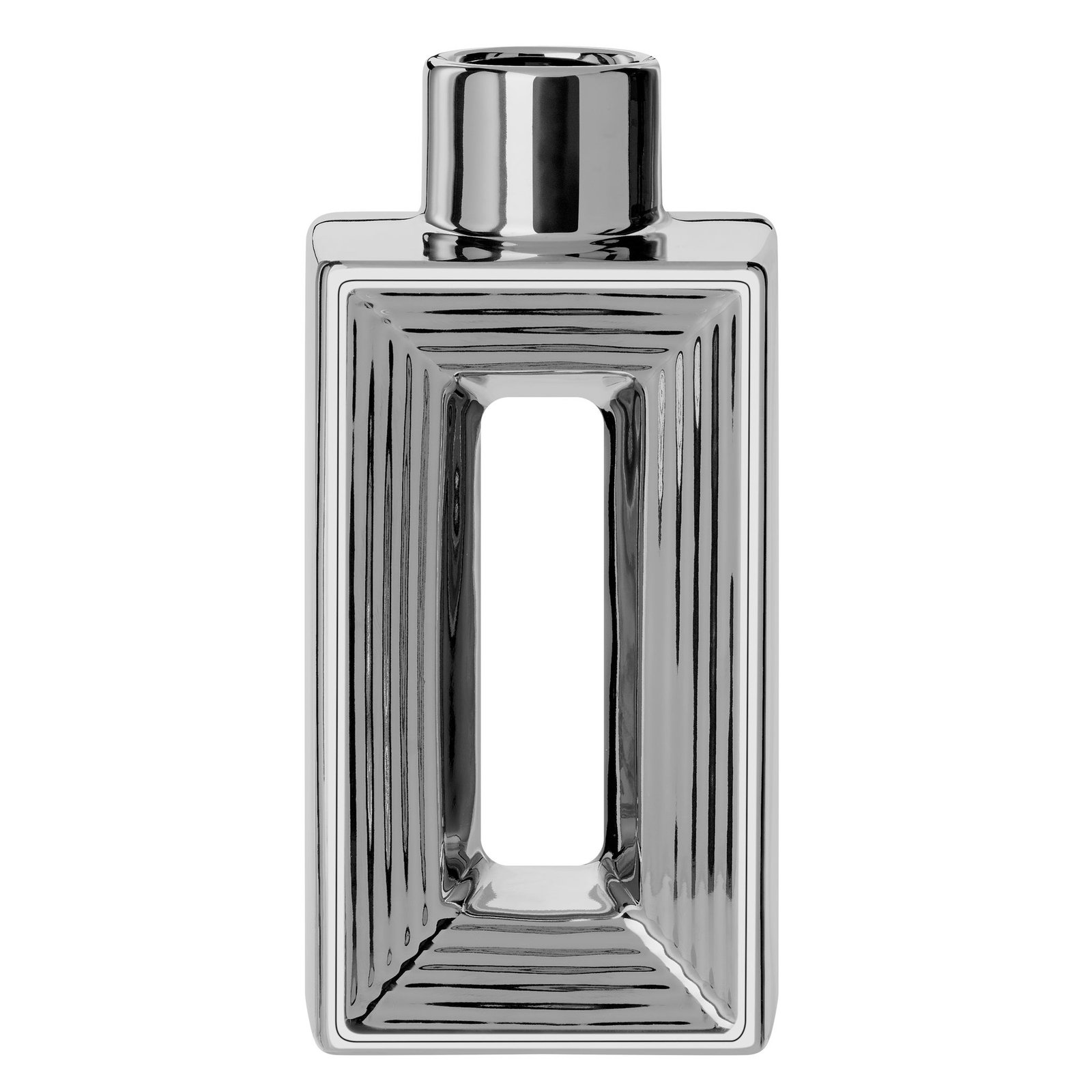 Rialto Shiny Silver 10 Inch Tall Slim Ceramic Bottle Vase - Image 9
