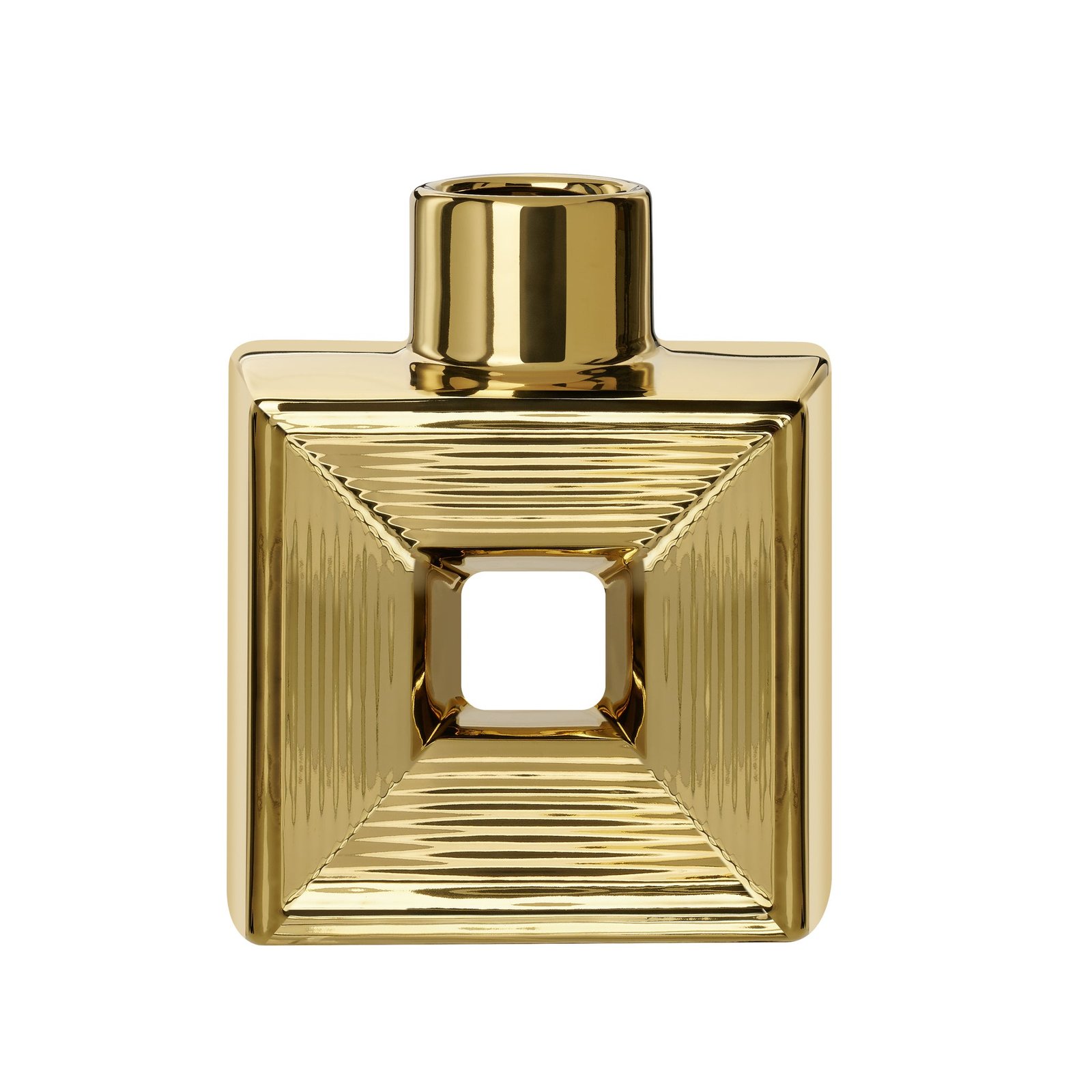 Rialto Shiny Gold 7.5 Inch Tall Square Ceramic Bottle Vase - Image 9