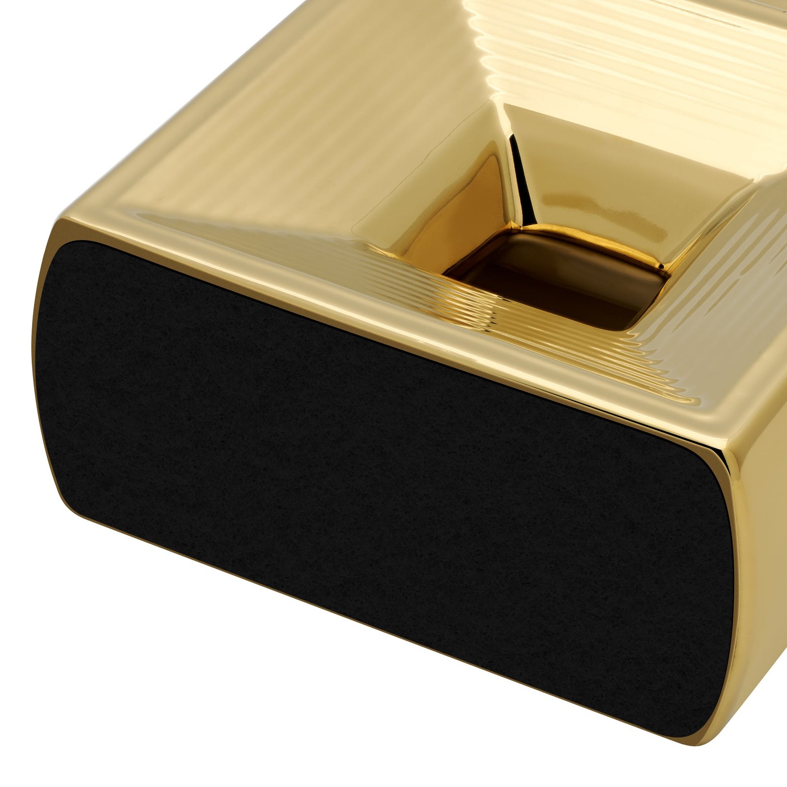 Rialto Shiny Gold 7.5 Inch Tall Square Ceramic Bottle Vase - Image 3