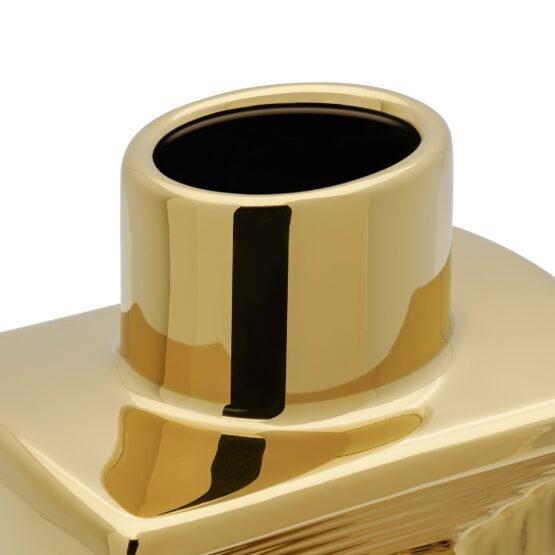 Rialto Shiny Gold 10 Inch Tall Slim Ceramic Bottle Vase - Image 2