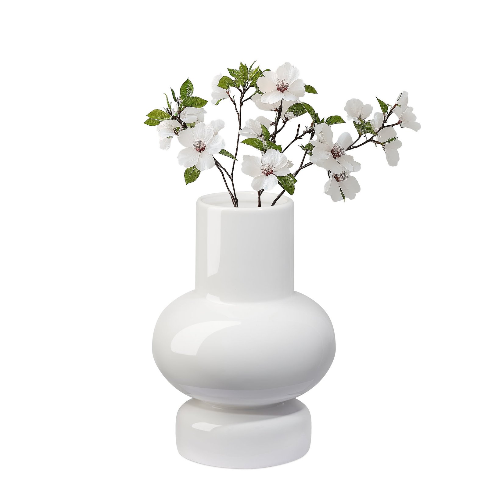 Sintra Single Bulb 8 Inch Tall Ceramic Vase - Shiny White - Image 7