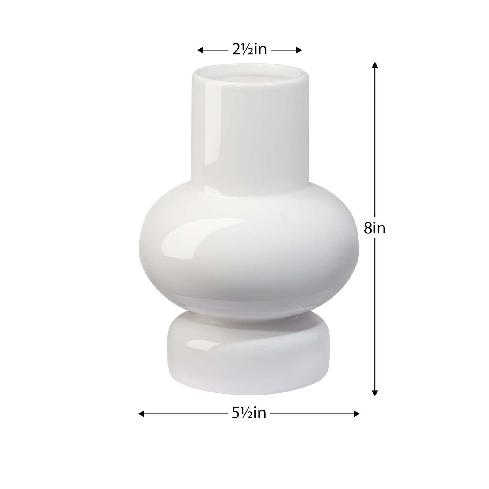 Sintra Single Bulb 8 Inch Tall Ceramic Vase - Shiny White - Image 4