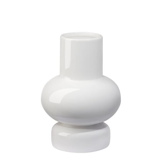 Sintra Single Bulb 8 Inch Tall Ceramic Vase - Shiny White