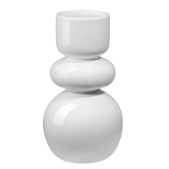 Sintra Double Bulb 10 Inch Tall Ceramic Vase - Shiny White