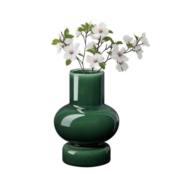 Sintra Single Bulb 8 Inch Tall Ceramic Vase - Shiny Green - Image 7