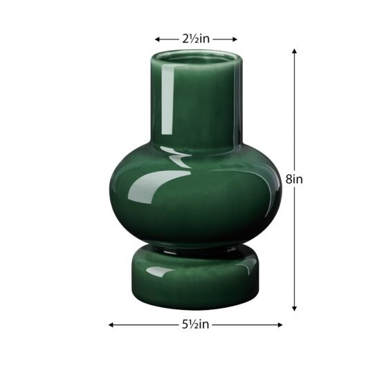 Sintra Single Bulb 8 Inch Tall Ceramic Vase - Shiny Green - Image 4