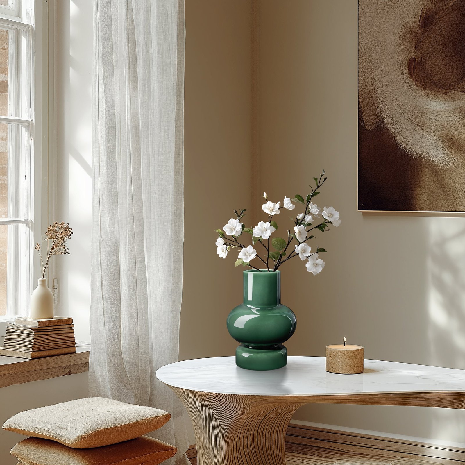 Sintra Single Bulb 8 Inch Tall Ceramic Vase - Shiny Green - Image 5