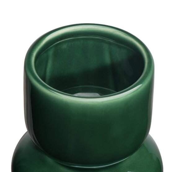 Sintra Double Bulb 10 Inch Tall Ceramic Vase - Shiny Green - Image 2