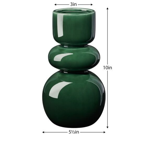 Sintra Double Bulb 10 Inch Tall Ceramic Vase - Shiny Green - Image 4