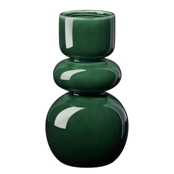 Sintra Double Bulb 10 Inch Tall Ceramic Vase - Shiny Green
