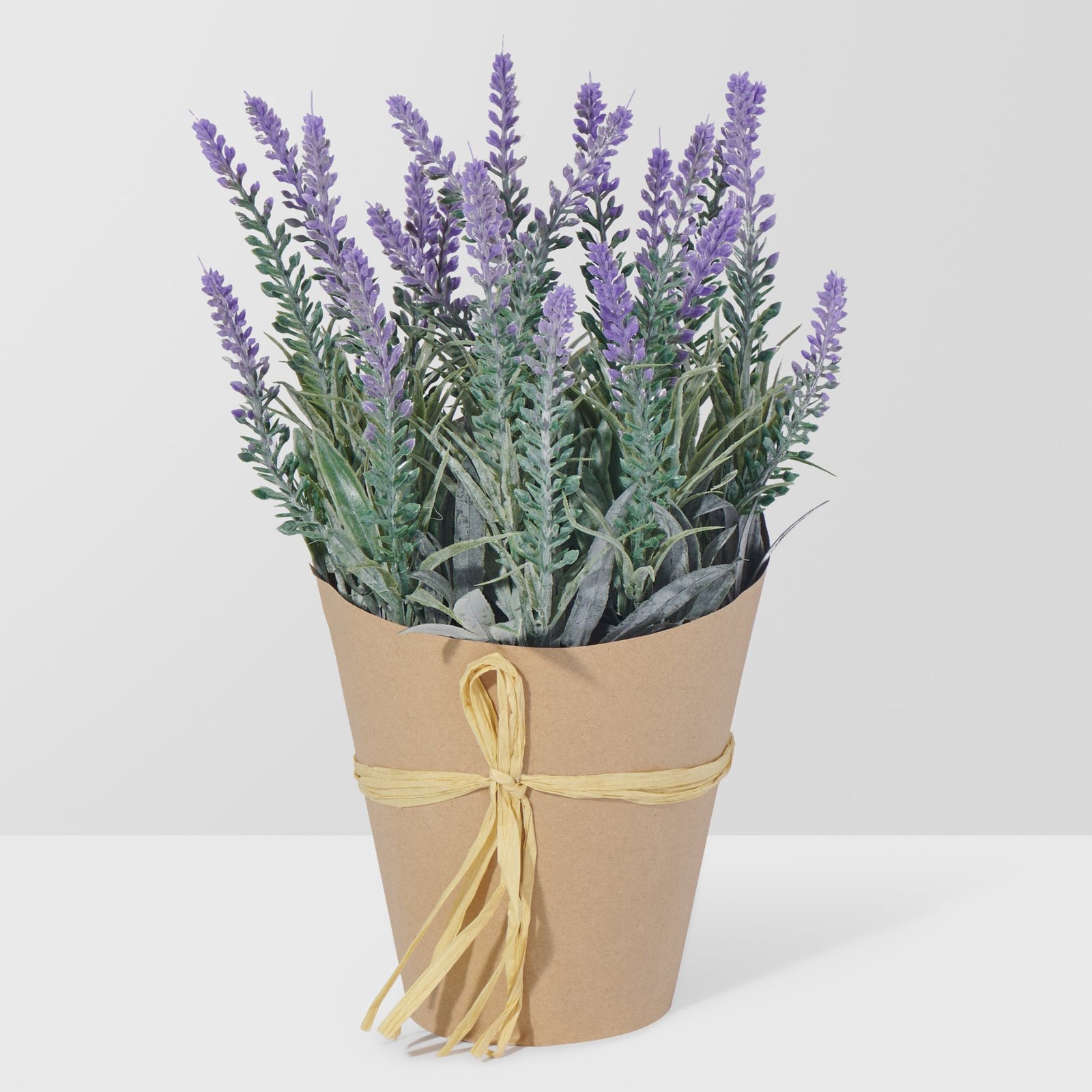 Lavender Faux 10 Inch Potted Plant In Paper Tied Pot - Image 3