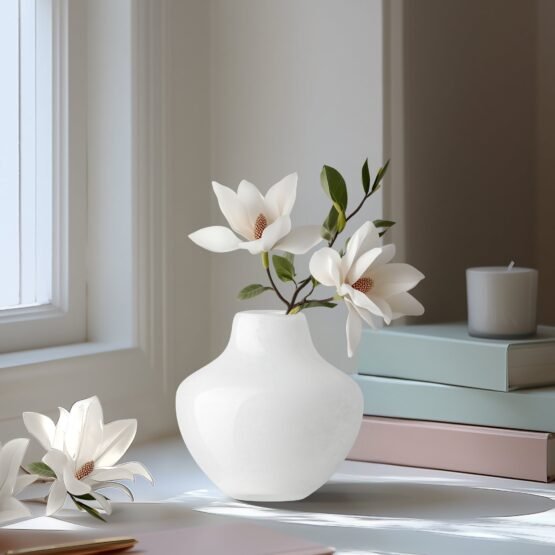 Opaque Gourd 4 Inch Tall Glass Vase - White - Image 6